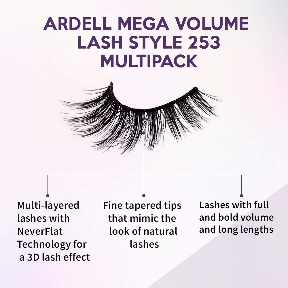Ardell False Eyelashes Mega Volume 253 – Dramatic, Wispy Lashes, Long-Lasting Fake Lashes for Bold Eye Looks, 2 Pack