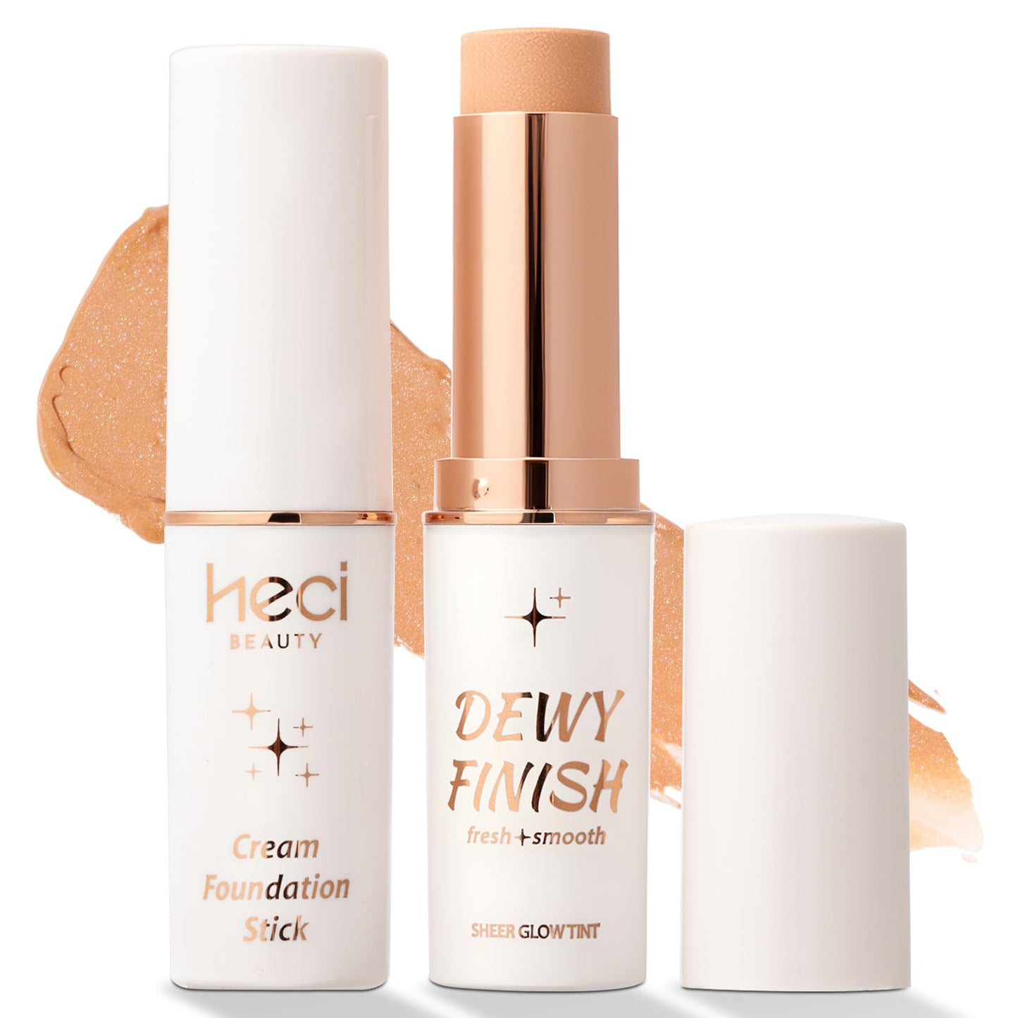 HECI BEAUTY Tinted Foundation Stick, Balm to Cream Foundation with Light to Medium Coverage, Infused with Hydrating Ingredients, Light 02, 0.25 oz