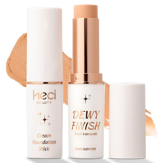 HECI BEAUTY Tinted Foundation Stick, Balm to Cream Foundation with Light to Medium Coverage, Infused with Hydrating Ingredients, Light 02, 0.25 oz
