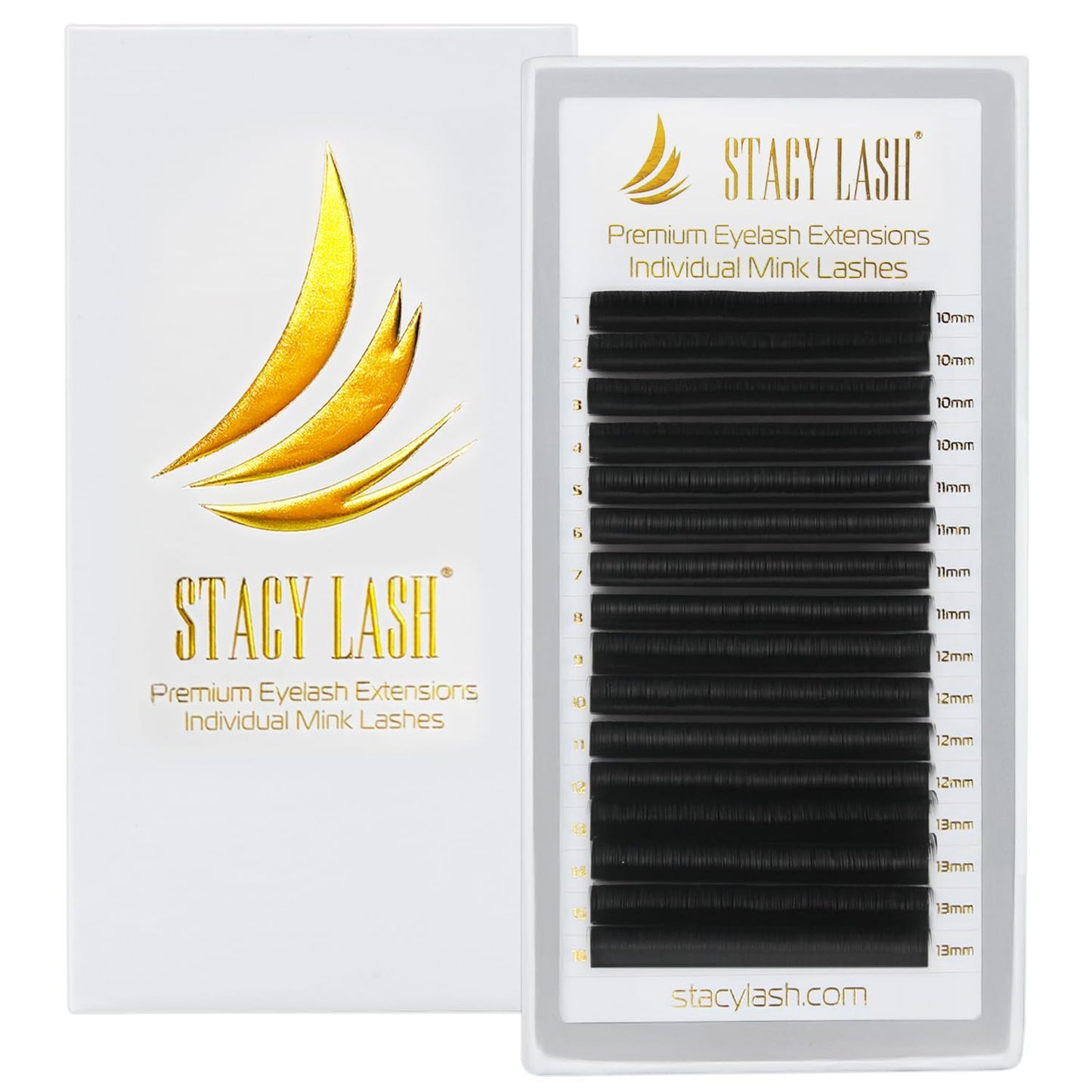Individual Lashes Semi Permanent Mink Lashes by STACY LASH | Volume & Classic Lash Extensions | C Curl Eye Lashes | Eyelash Extension Supplies for Lash Tech | 16-Rows Lash Tray | C-0.15-MIX 8-15