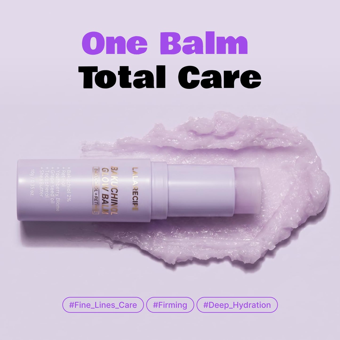 LALARECIPE Bakuchinol Multi Glow Balm Stick with Bakuchiol + Retinol for Under Eye Cream, Face Neck Cream, Korean Skin Care, All in One Hydrating Moisturizer (0.35 Oz)