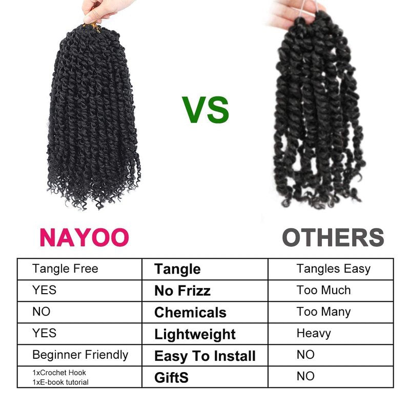 Passion Twist Hair - 8X 14 Inch Passion Twist Crochet Hair For Women, Crochet Pretwisted Curly Hair Passion Twists Synthetic Braiding Hair Extensions (14 Inch, 1B)