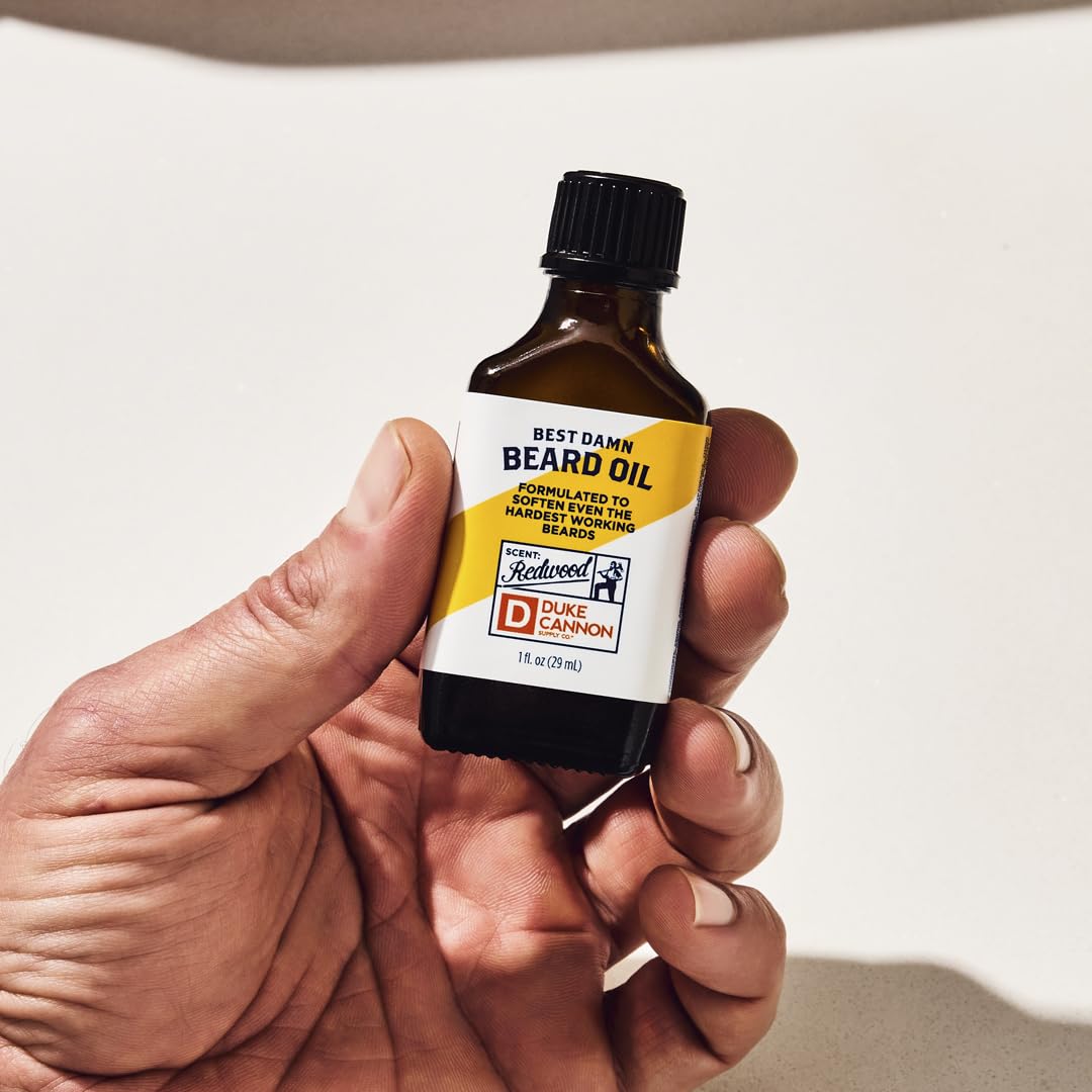 Duke Cannon Great American Beard Oil with Budweiser - Natural Conditioning with Apricot Kernel Oils, Warm Cedarwood Scent, 3 oz.