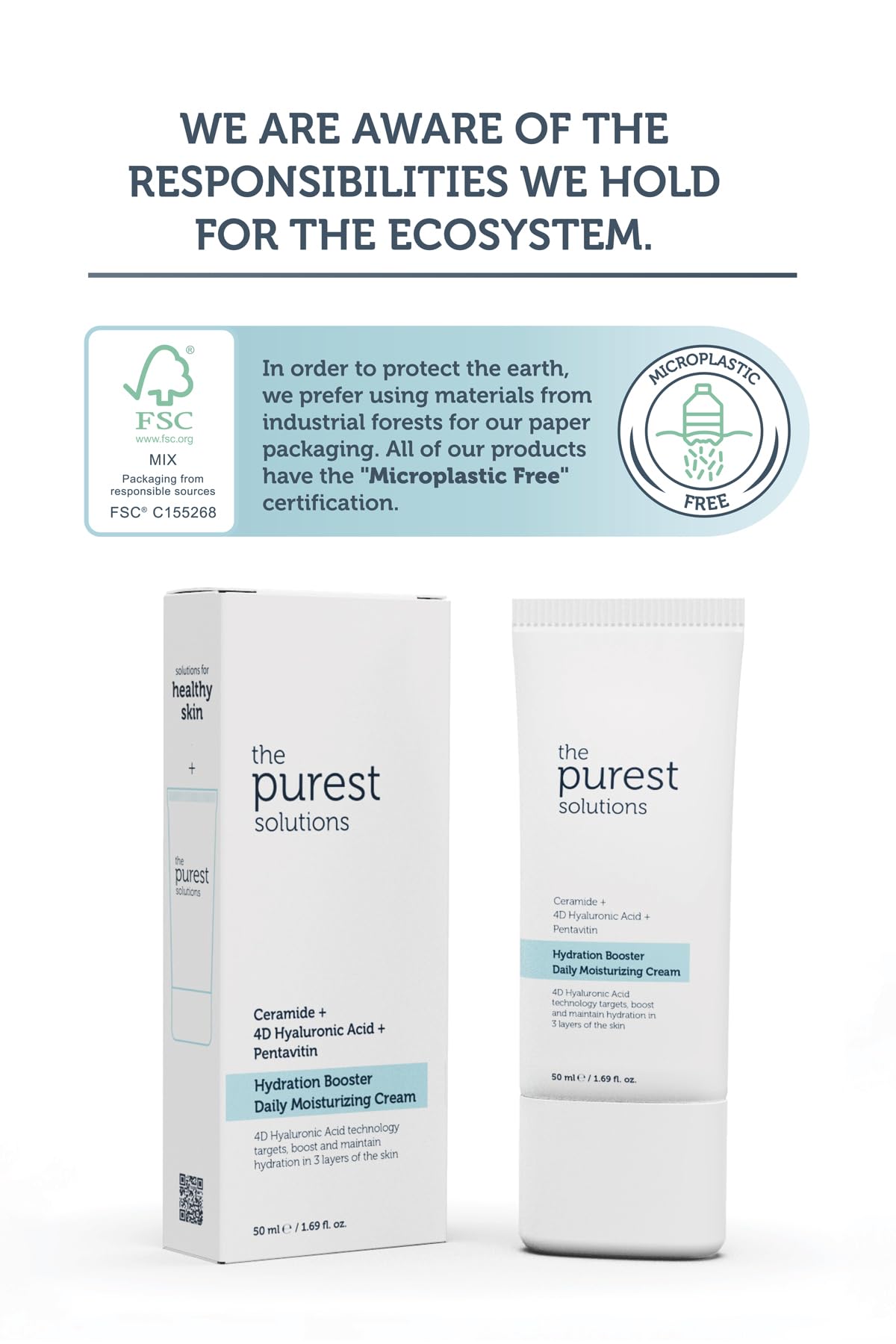 The Purest Solutions Hydration Booster Daily Moisturizing Cream - Ceramide + 4D Hyaluronic Acid + Pentavitin - 24-Hour Effective Intensive Care for All Skin Types - Vegan | Cruelty Free (1.69 fl. oz)