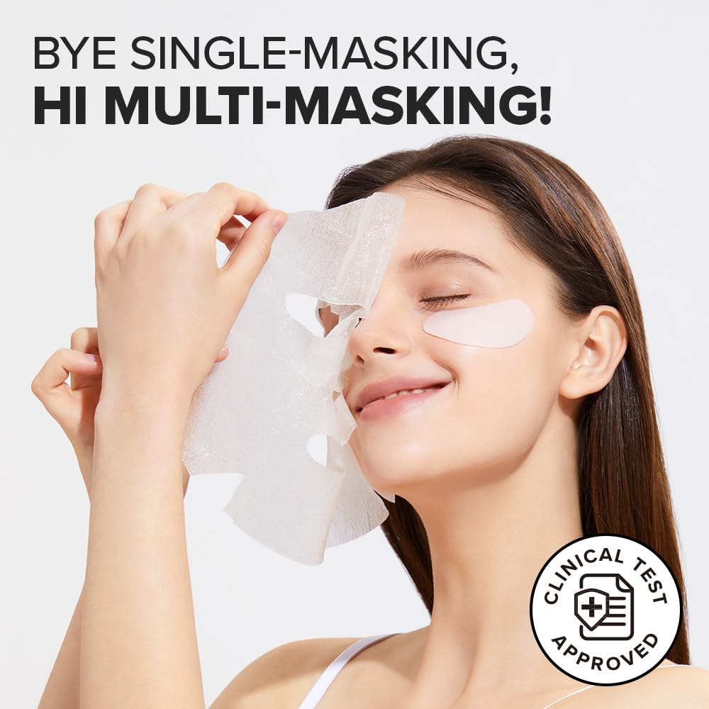 Collagen Sheet Mask Variety Pack - Hydrating Korean Face Masks with Eye Patches | 5-Day Skincare Set