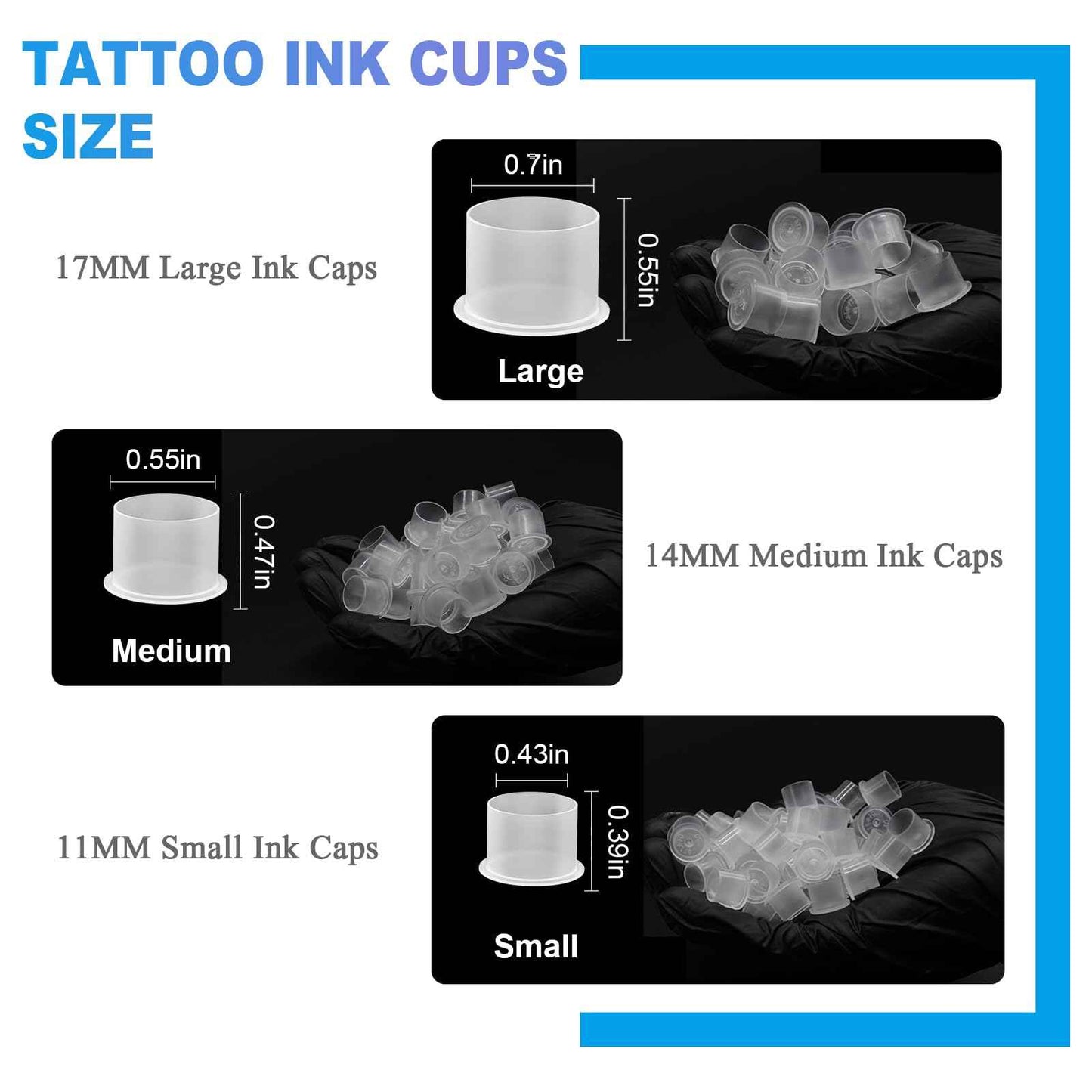 Tattoo Ink Caps - Emalla 1000Pcs Medium Tattoo Ink Cups Disposable Ink Caps with Base #14MM Plastic Tattoo Caps Pigment Container Ink Cups for Tattoo Ink Tattoo Supplies
