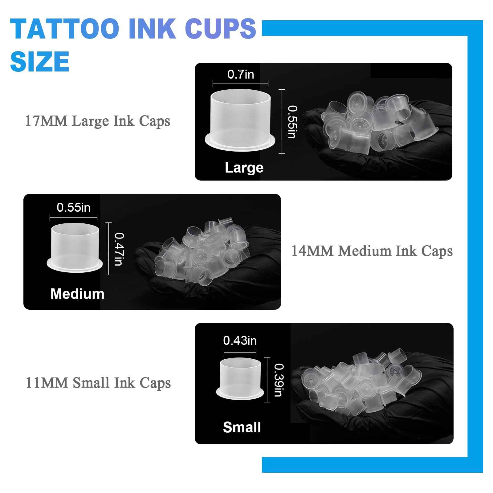 Tattoo Ink Caps - Emalla 1000Pcs Medium Tattoo Ink Cups Disposable Ink Caps with Base #14MM Plastic Tattoo Caps Pigment Container Ink Cups for Tattoo Ink Tattoo Supplies