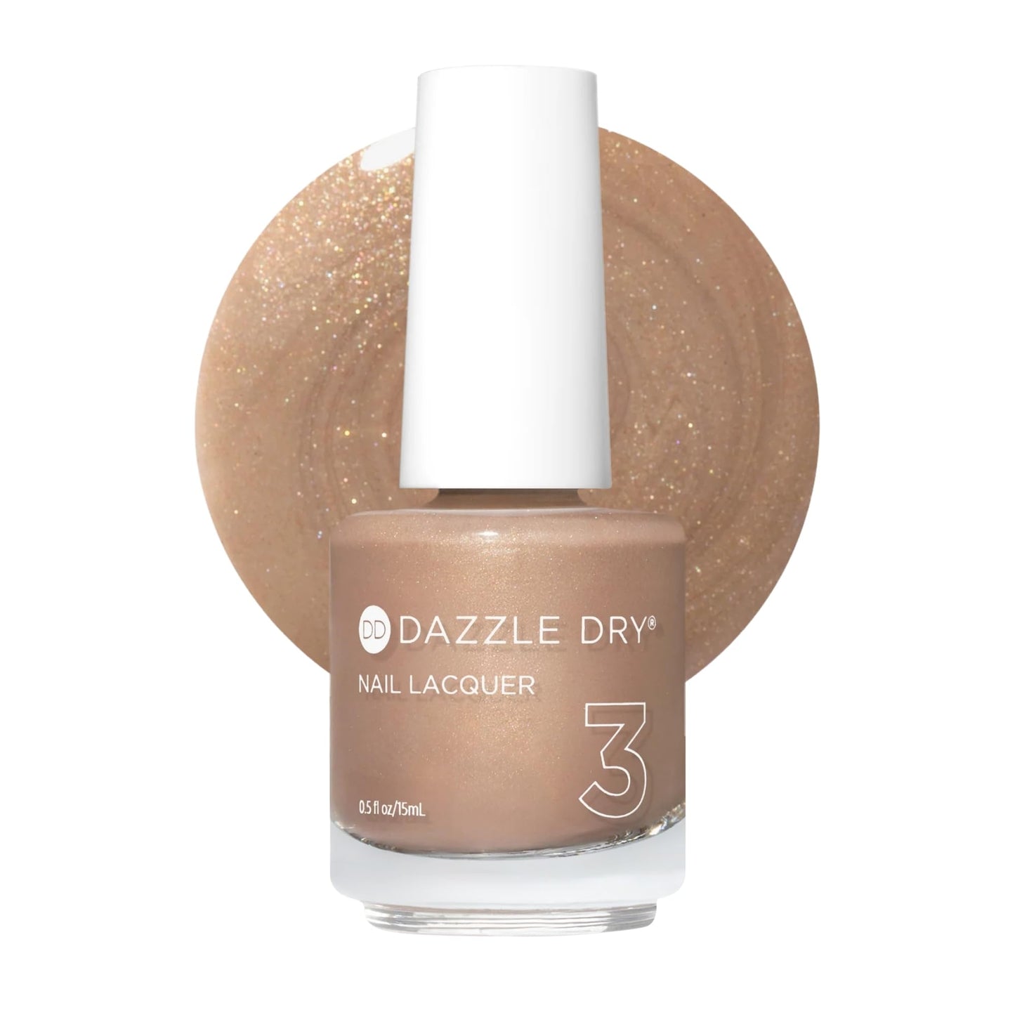 Dazzle Dry Nail Lacquer (Step 3) - Shimmering Sands - A dark beige with a subtle champagne shimmer. Full coverage shimmer. (0.5 fl oz)
