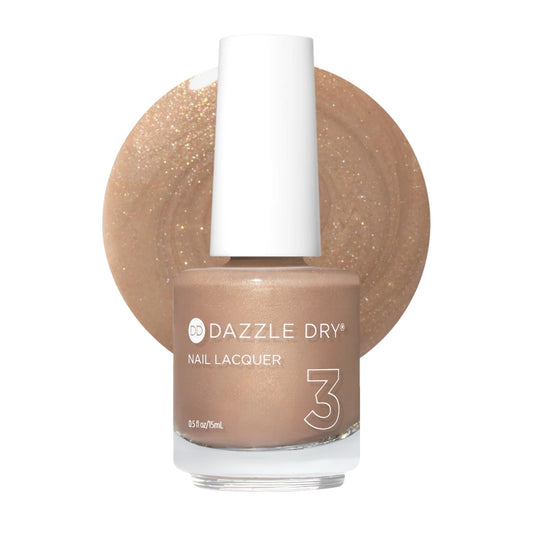 Dazzle Dry Nail Lacquer (Step 3) - Shimmering Sands - A dark beige with a subtle champagne shimmer. Full coverage shimmer. (0.5 fl oz)