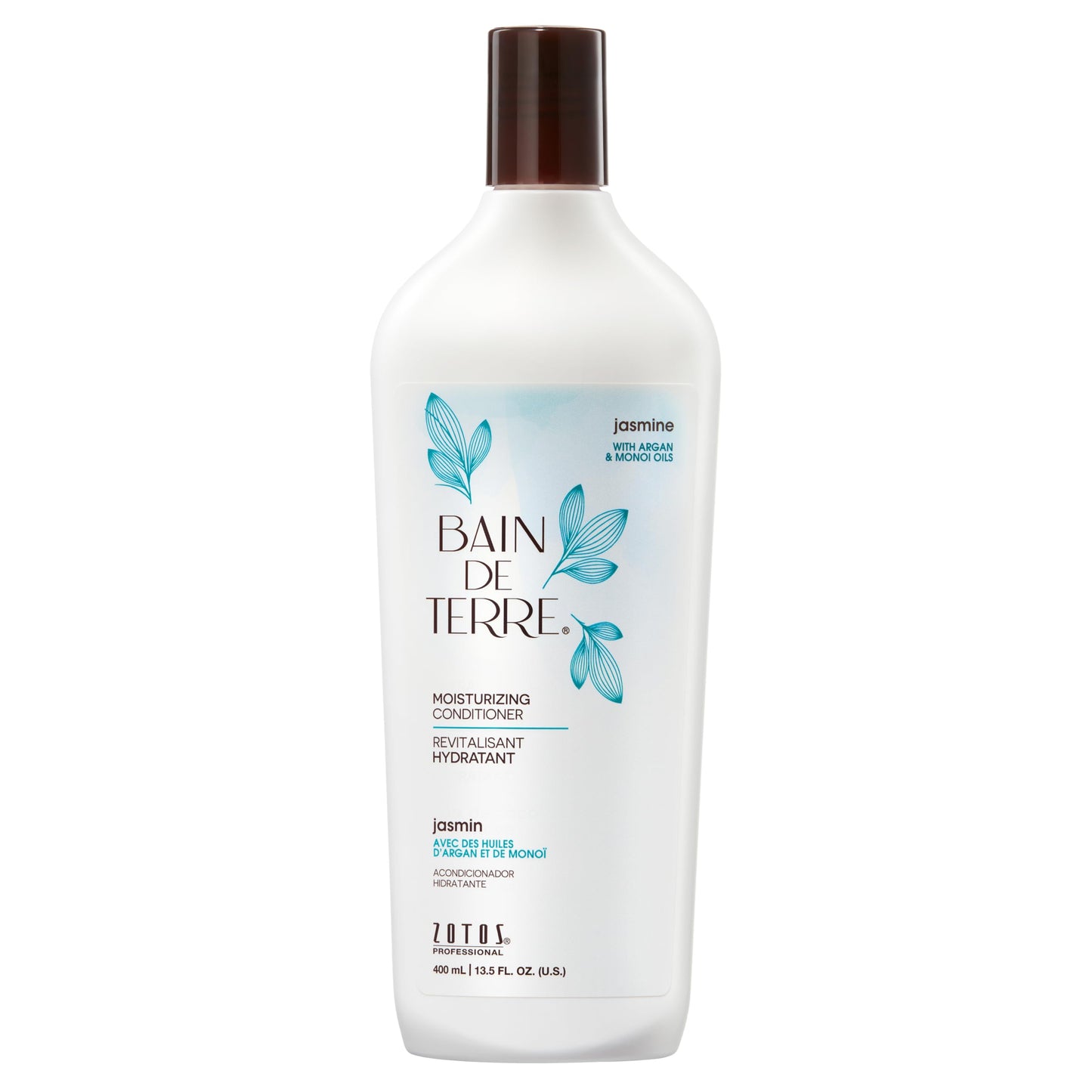 Bain de Terre Jasmine Moisturizing Conditioner, Rich Hydration for Dry Hair, with Argan & Monoi Oils, Paraben-Free, Color-Safe, Vegan, 13.5 Fl Oz