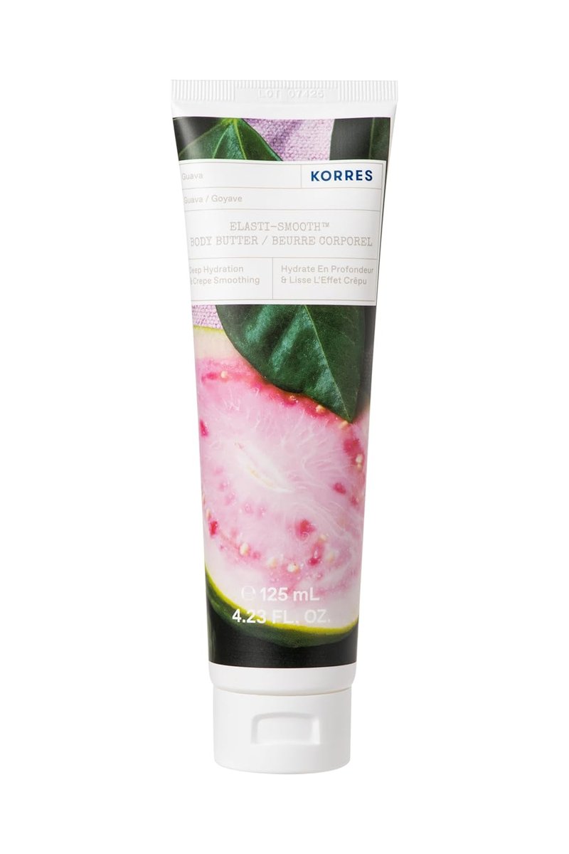 KORRES Elasti-Smooth Body Butter Cream - Moisturizing Shea Butter & Almond Oil Lotion for Dry Skin | Guava Fragrance, 4.23 Fl Oz