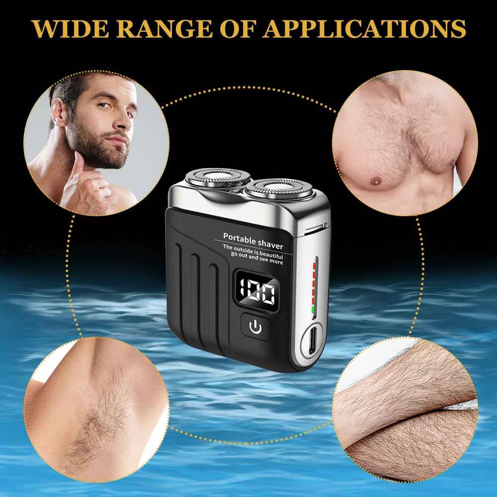 KUIRUNRX® Beard Shaver Mini, Mini Portable Electric Shaver, Cordless Travel Shavers, Removable Blades for Wet and Dry use, Suitable for Travelling at Home (Black)