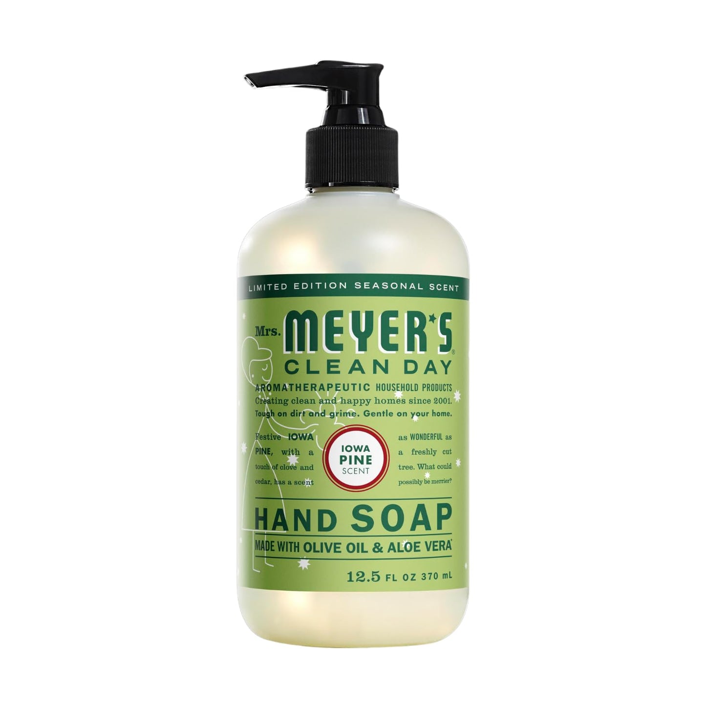Mrs. Meyer’s Clean Day Liquid Hand Soap 6 Pack Variety, Gingerbread, Iowa Pine, Peppermint, Lavender, Lemon Verbena, Basil, 12.5 OZ Each, 1 CT