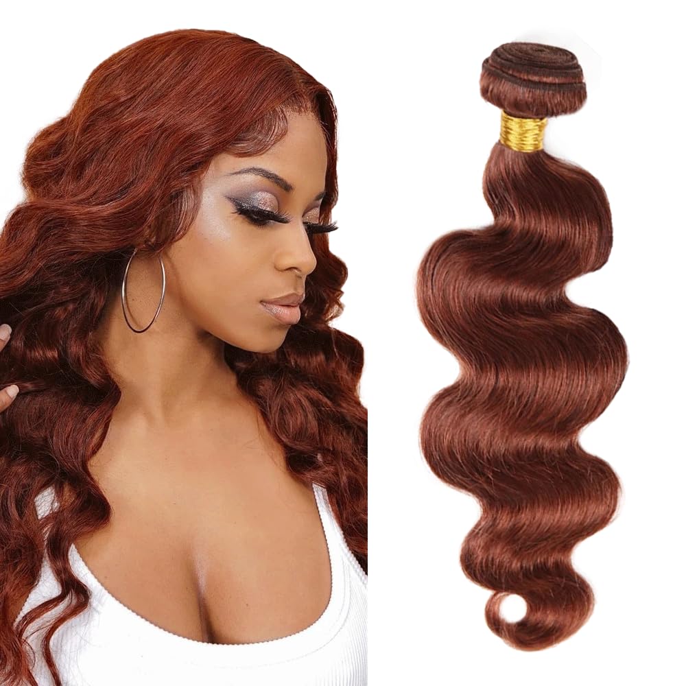 Color 33 Auburn Brown Body Wave Human Hair Bundles Reddish Brown 1 Bundle 32 Inch Copper Red Bundles Color 33 Body Wave Bundle