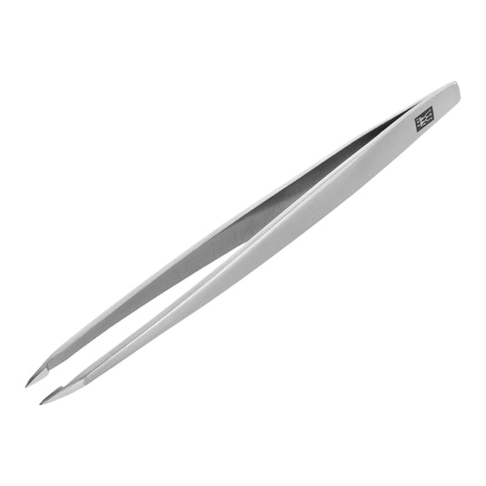 ZWILLING Pointed Tweezer (removal of splinters, ingrown or fine hairs, roughened, calibrated tips), Premium, Silver, 3.5 inch