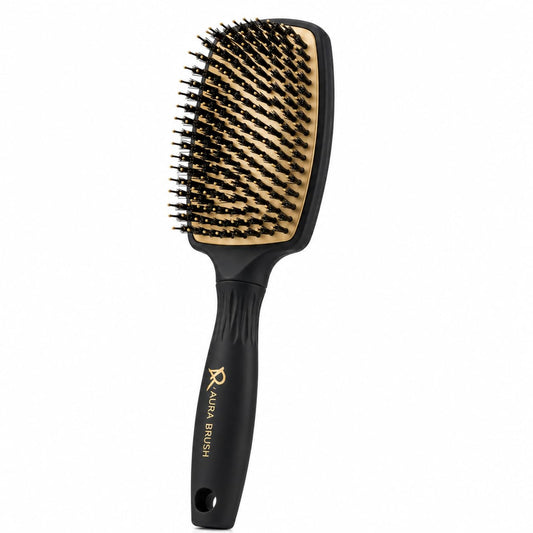Aura Brush Professional Detangling Hair Brush for Wet & Dry Hair – Pain-Free Detangler for Thick, Curly, Straight & Wavy Hair – Ergonomic Paddle Brush