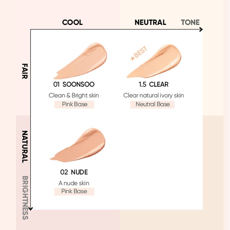 AMUSE SEOUL Dew Jelly Vegan Cushion Foundation (01 SOONSOO) - Full Coverage, Dewy Glow Finish, Lightweight, Long Lasting, Firming Texture, All Skin Types, Vegan, Korean Makeup