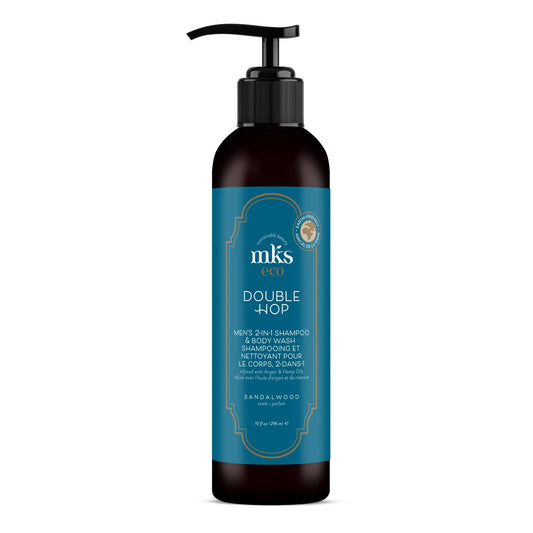 MKS eco for Men Double Hop 2-in-1 Shampoo & Body Wash, Sandalwood Scent - 10 fl oz - With Hemp Seed Oil & Argan Oil - Vegan, Cruelty Free