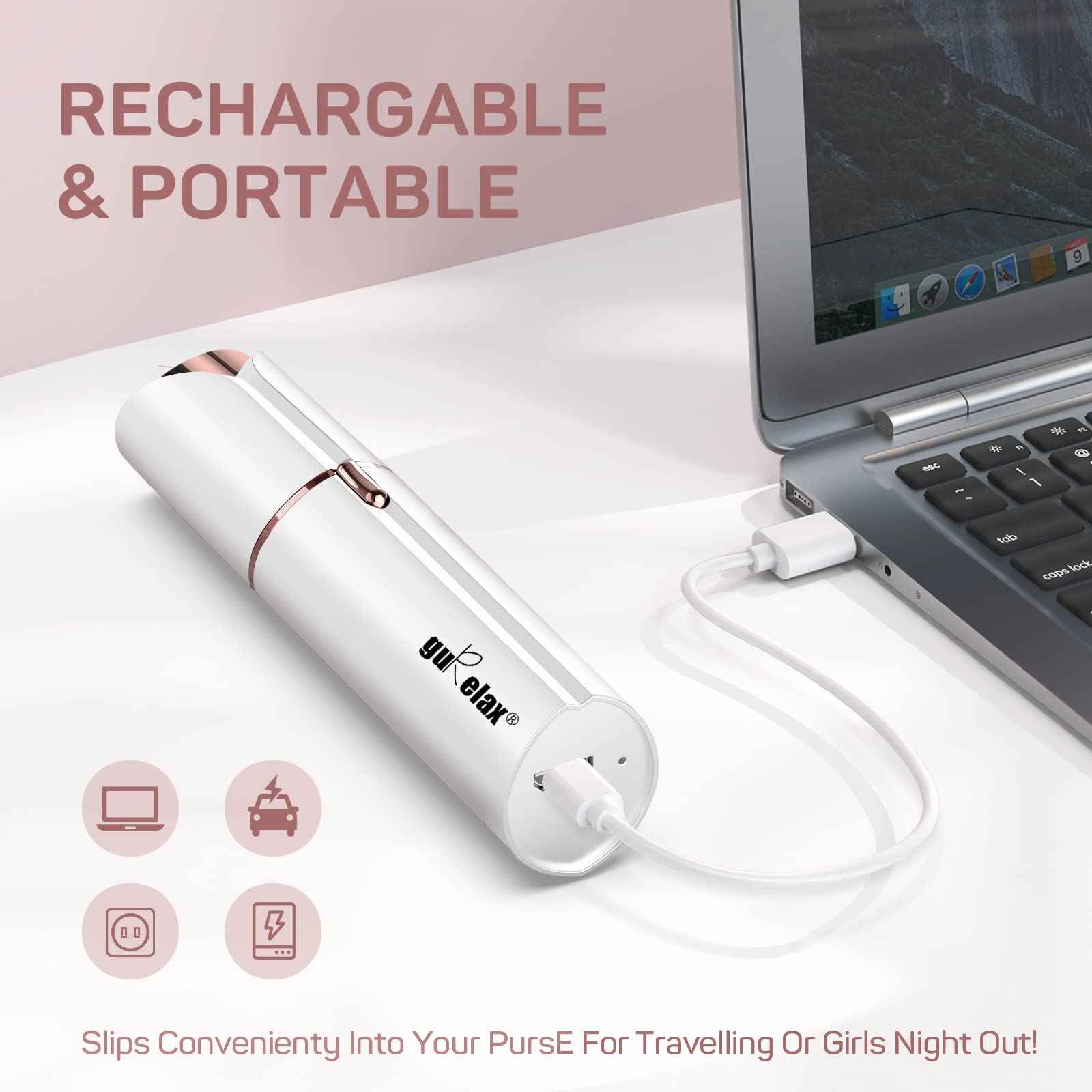 Facial Hair Removal for Women, Gurelax Electric Face Shaver, Painless Facial Hair Remover, Rechargeable Hair Removal Device for Lip, Chin with a Velvet Bag