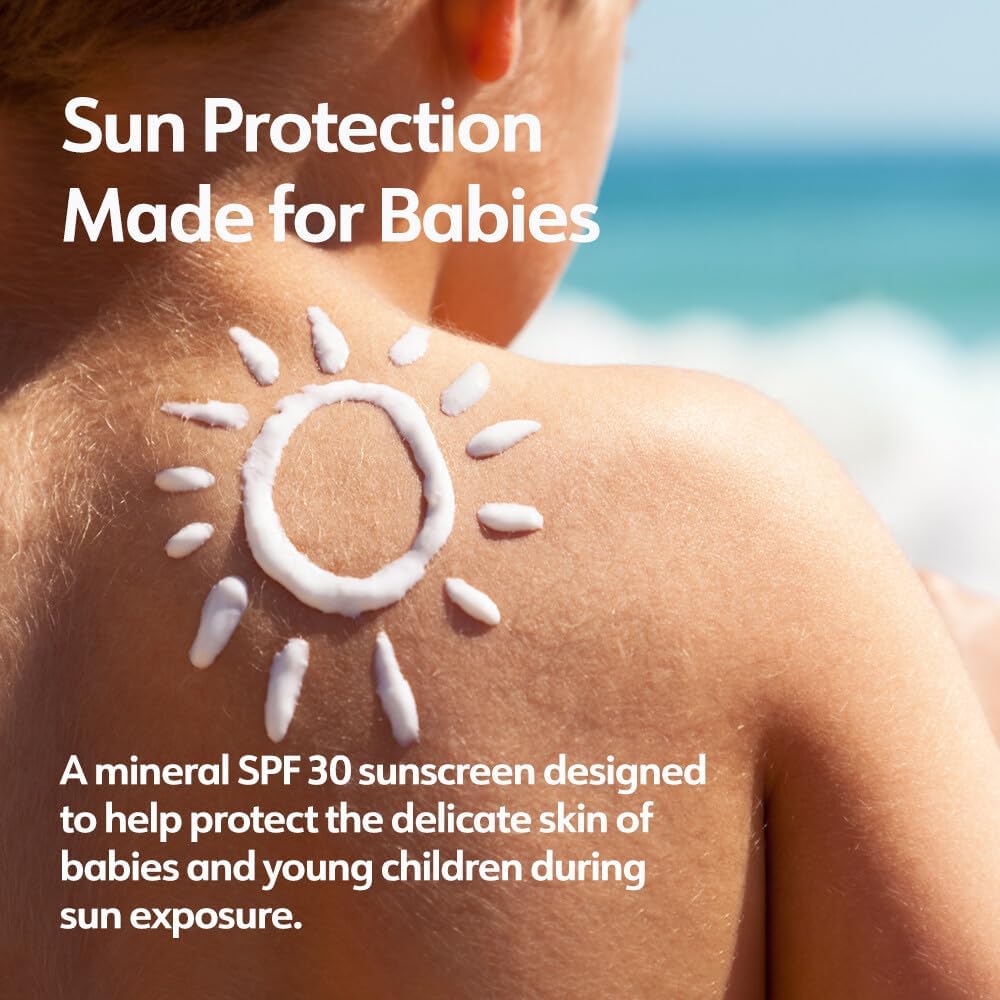Organic Baby Sunscreen SPF 30 - Kid-Safe, Reef-Friendly Zinc Formula | Travel Size 100g (3.5 oz) - Coconut & Vanilla Scent