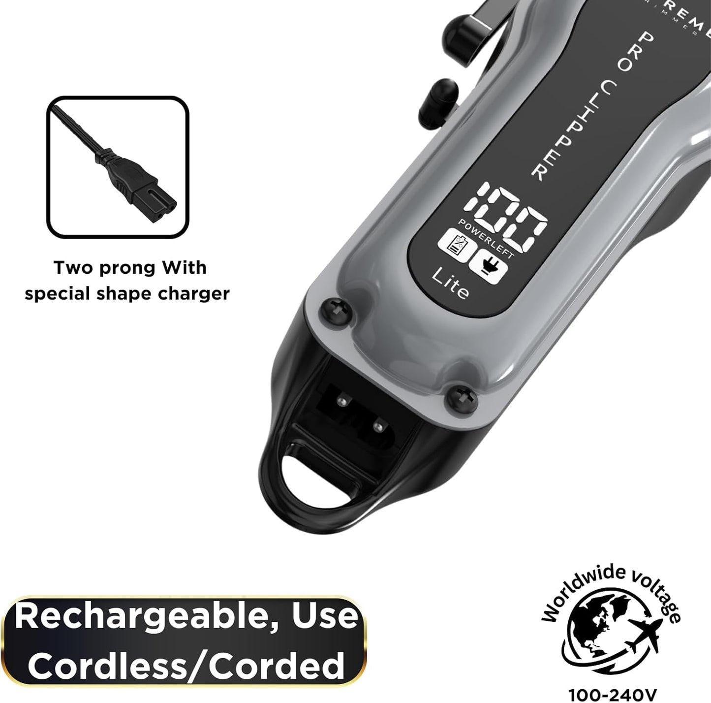 Professional Hair Clipper Set - Supreme Trimmer Pro | 210 Min Run Time, Fade Blade, Comb & Scissors Included