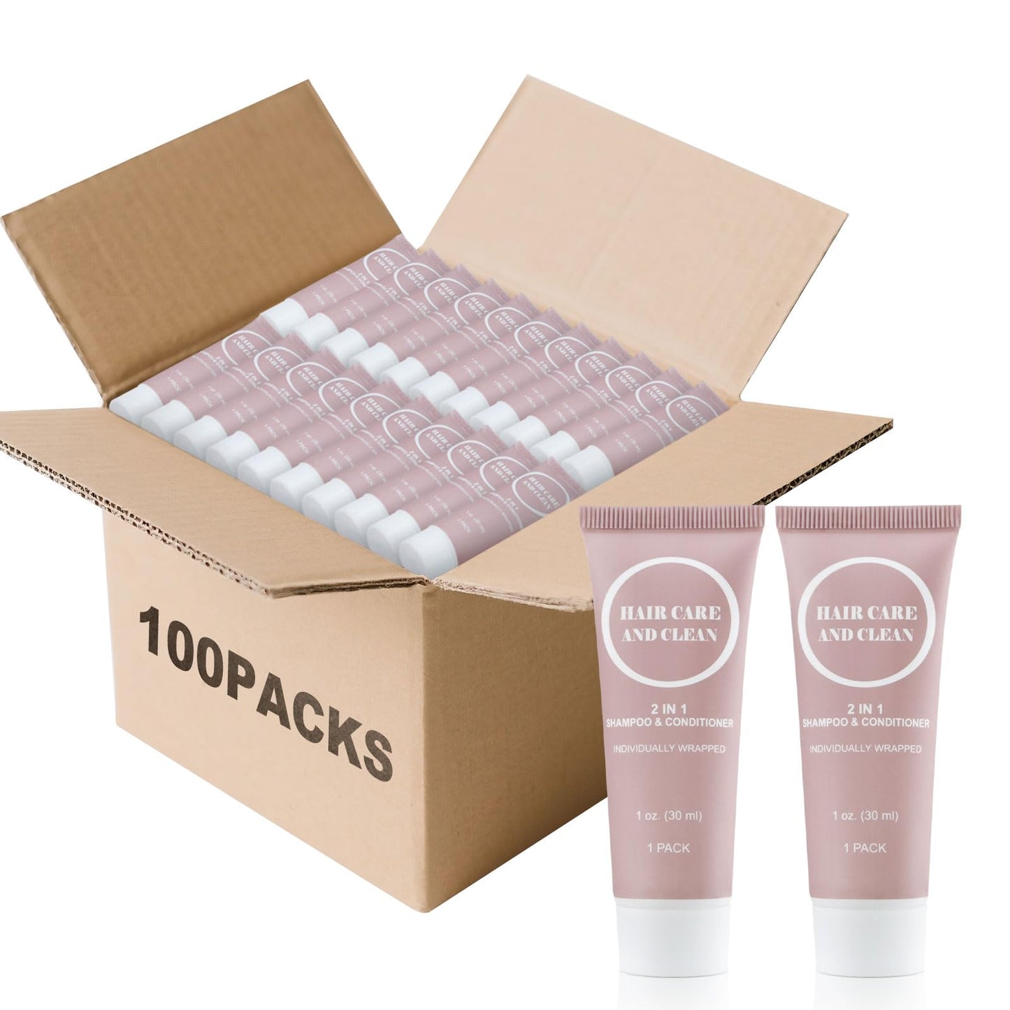 Travel Shampoo & Conditioner, 2 in 1 Shampoo Set Bulk, Small Mini Trial Size Men Women Essential Cleansing Toiletries Amenities for Hotel, Shelter/Homeless/Nursing Home/Charity 1 Fl Oz (Pack of 100）