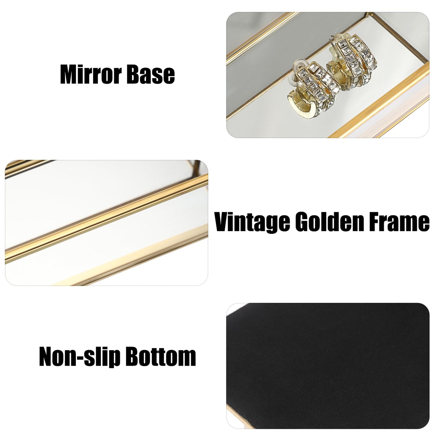 Hipiwe Makeup Organizer Countertop Cosmetic Display Case Gold Glass Vanity Storage Holder 3 Slots Dresser Bathroom Counter Organizer for Makeup Brush Lipsticks Perfume Skincare Products