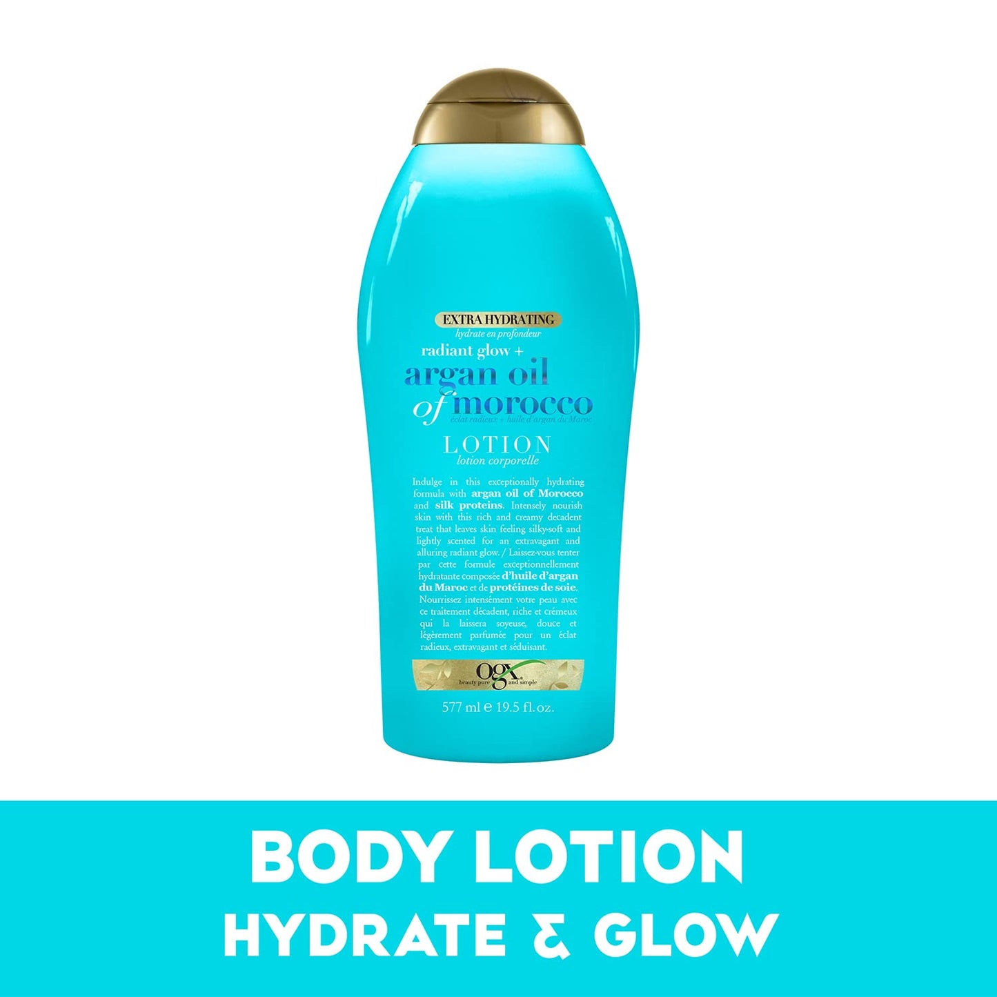 OGX Radiant Glow Argan Oil Body Wash & Lotion Set | Extra Hydrating for Dry Skin