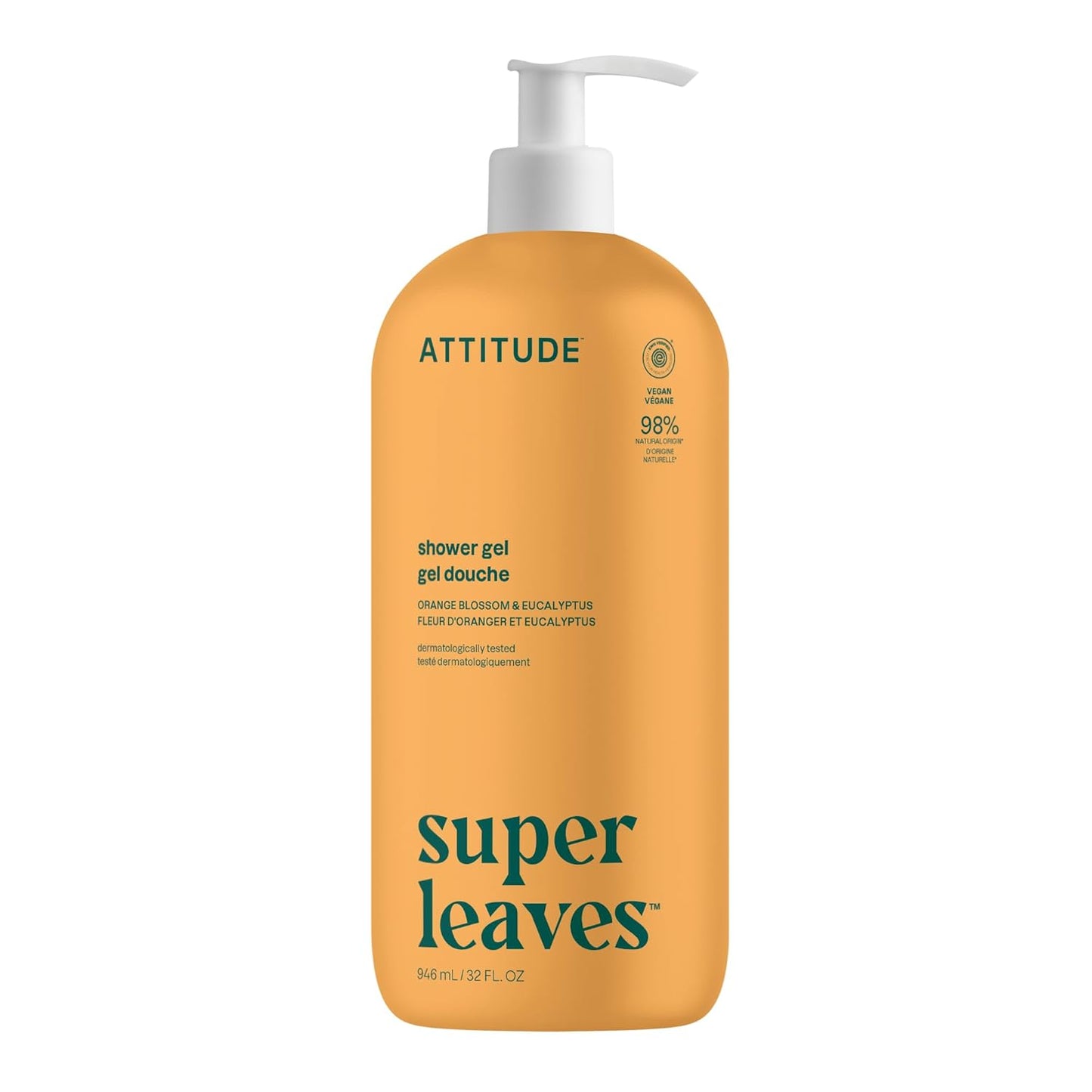 ATTITUDE Body Wash - EWG Verified Vegan Shower Gel | Orange Blossom & Eucalyptus, 32 Fl Oz