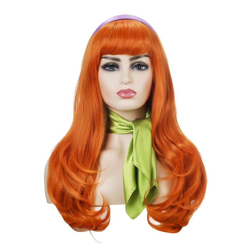TSNOMORE Long orange Wig Women Halloween Costume Party Cosplay Wig with Accessories (Color-1)