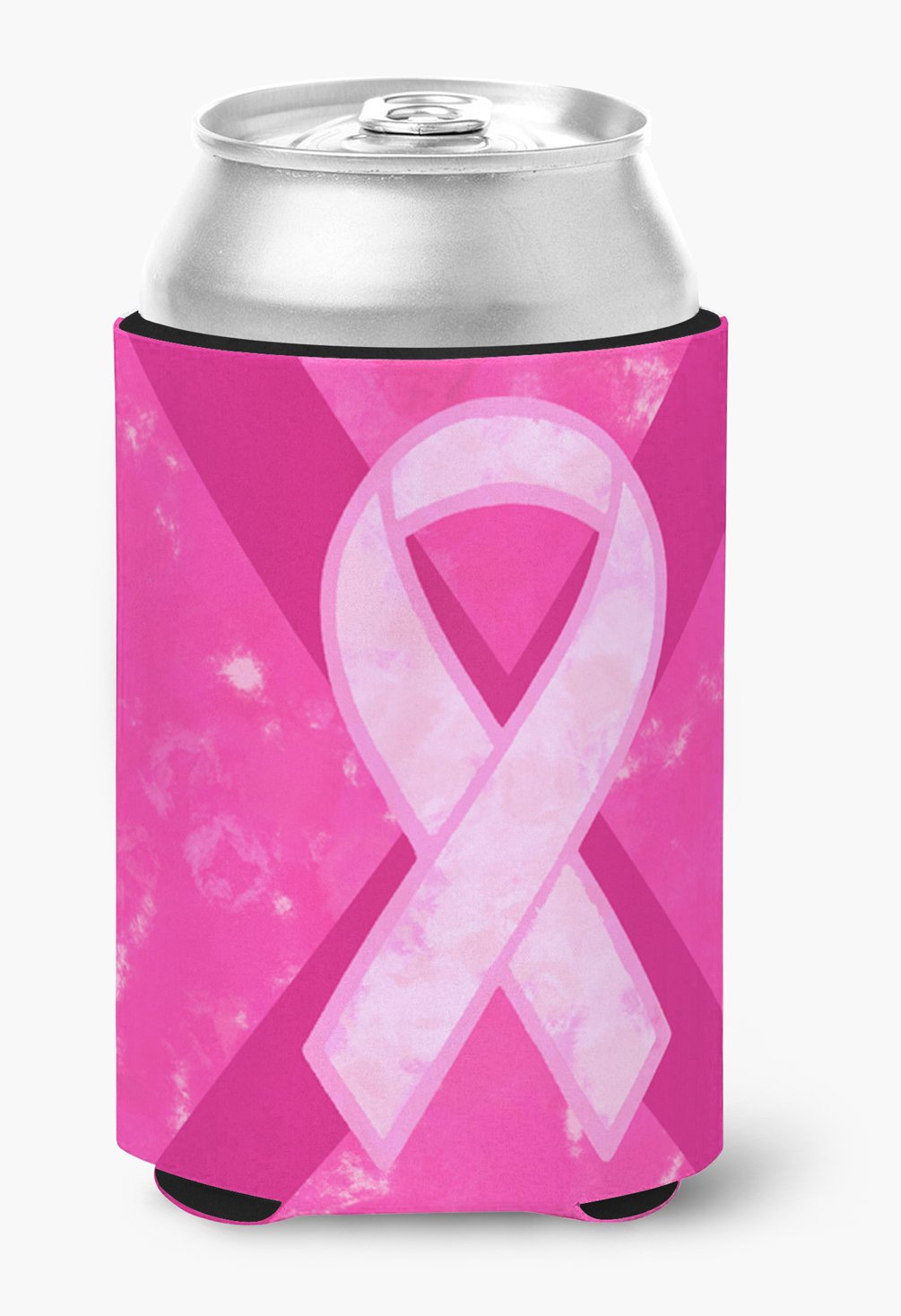 Caroline's Treasures BC1001CC Breast Cancer Battle Flag Can or Bottle Hugger Cooler Washable Drink Sleeve Collapsible Beverage Insulated Holder, Can Hugger, Multicolor