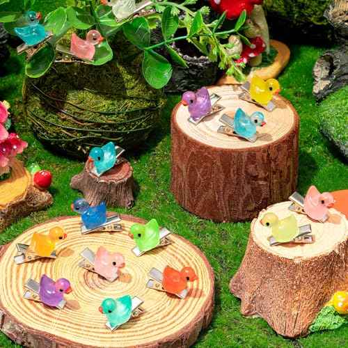 84Pcs Sprouts Rave Clips, Cute Mini Glow Resin Duck Clips for Hair, Festival Accessories for Girls Party Supplies