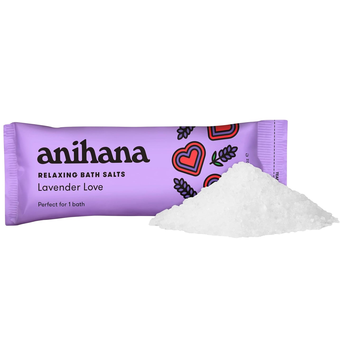 ANIHANA Relaxing Bath Salts, Muscle Soaking Aid with Coconut Oil, Helps Ease Aches and Pains, Relaxing Lavender Love Scent, 15pk