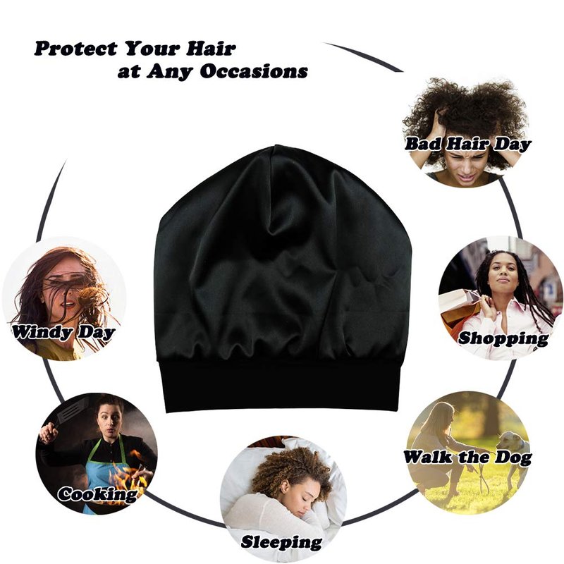 FocusCare Satin Cap 100% Mulberry Silk Lined Sleeping Hats for Natural Hair