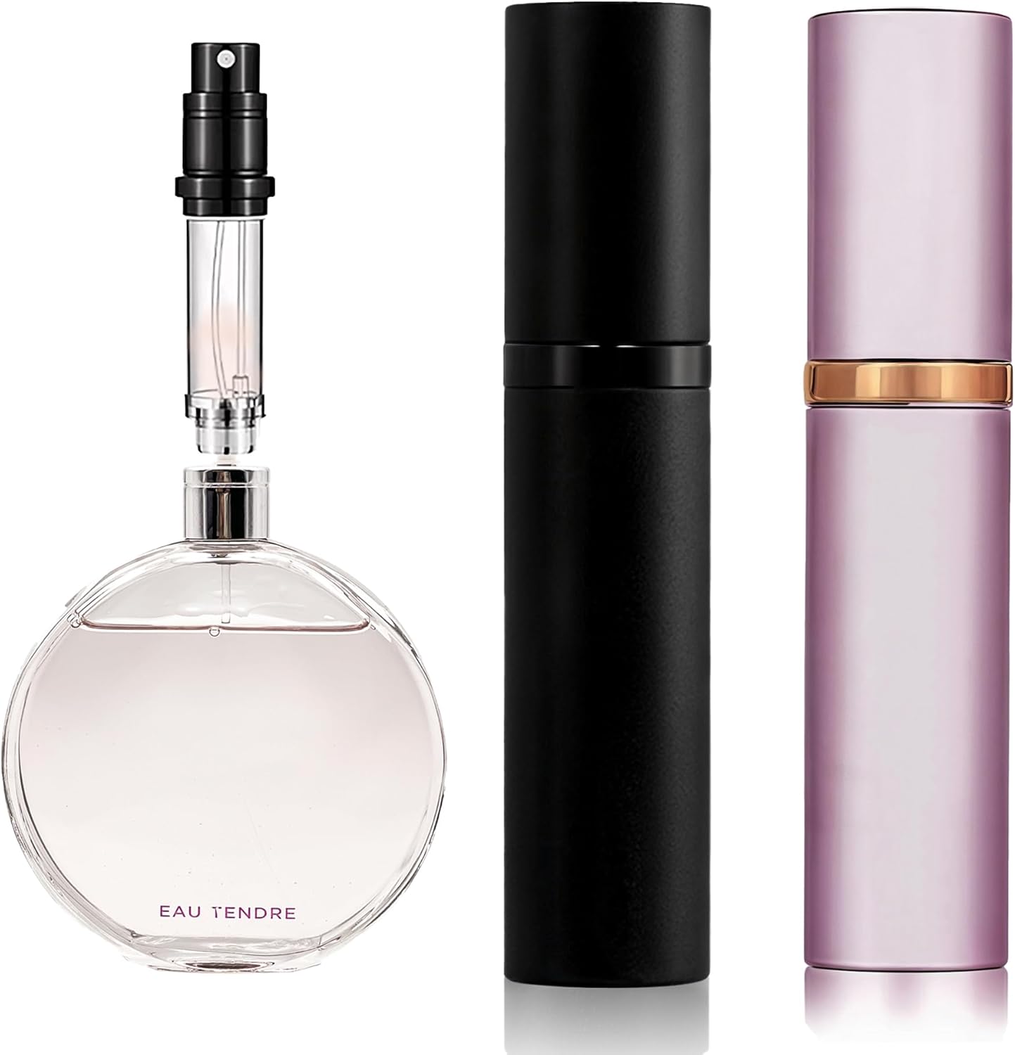 Refillable Perfume Bottle - 5ml Portable Purse Atomizer | Travel Spray for Cologne - Black & Pink