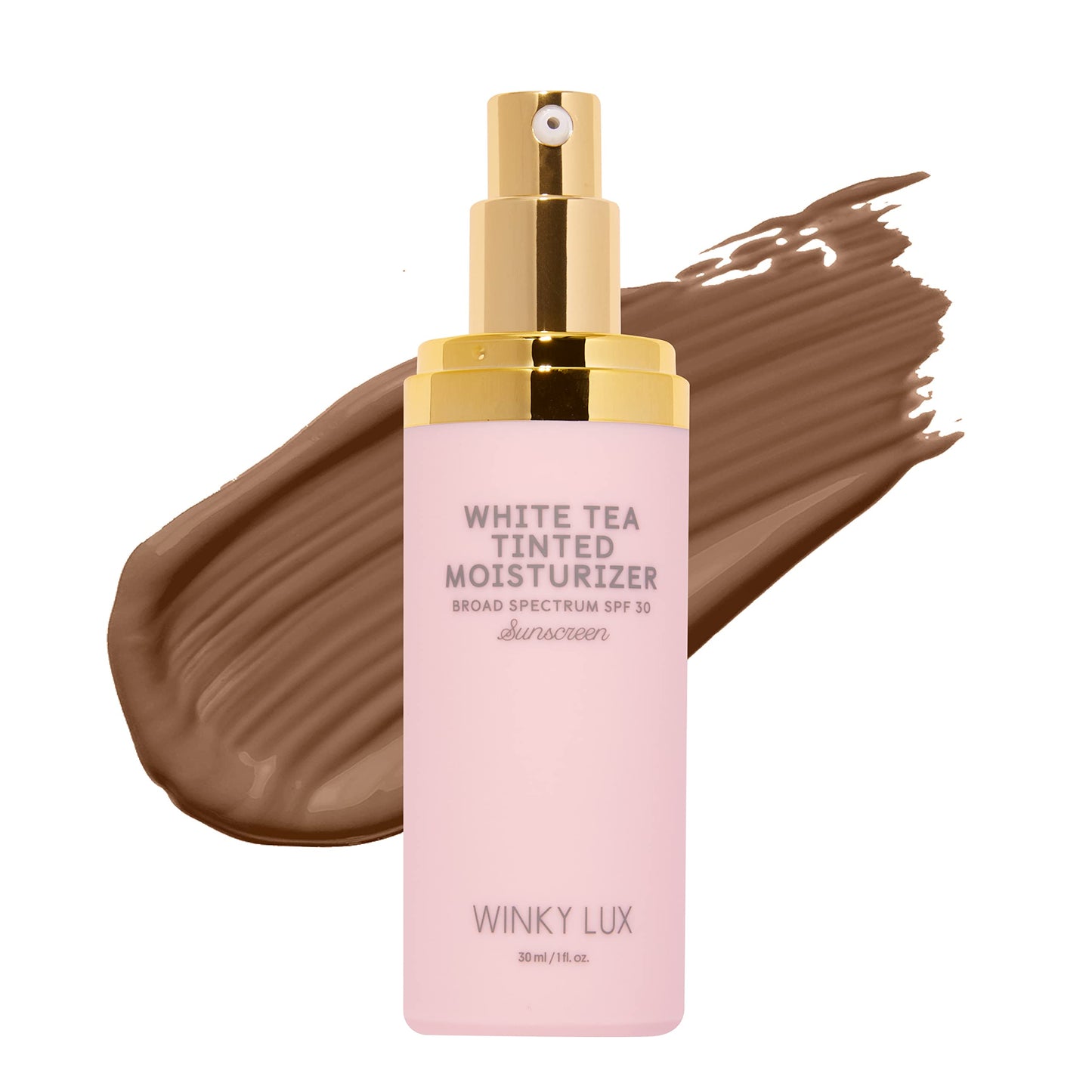 Winky Lux White Tea Tinted Moisturizer SPF 30 - Buildable Coverage with Facial SPF, Lightweight Sunscreen for Face, Naturally Radiant Finish, Long Lasting Coverage with Vitamin E, Deep