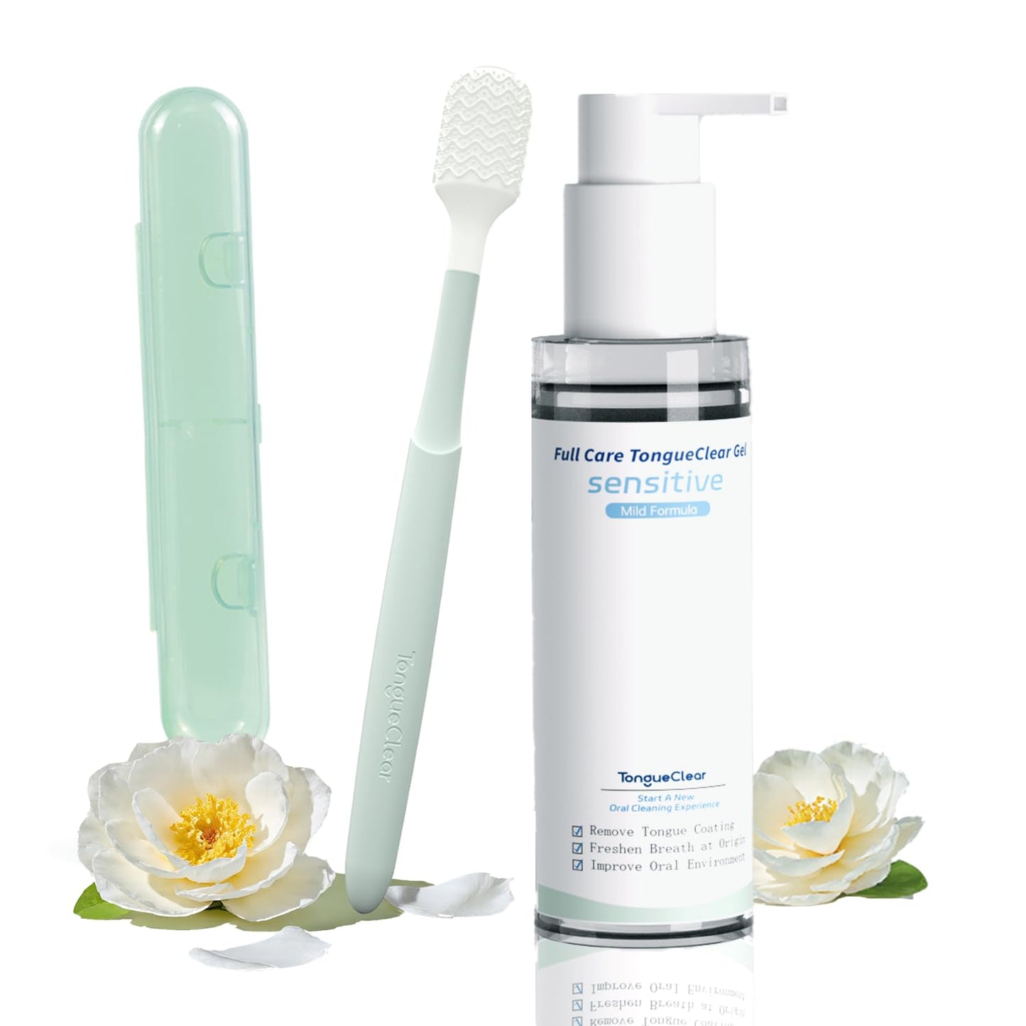 Tongue Cleaning Kit, Brush and Gel, Bad Breath Odor Eliminator, Halitosis Defense (Set of 1)