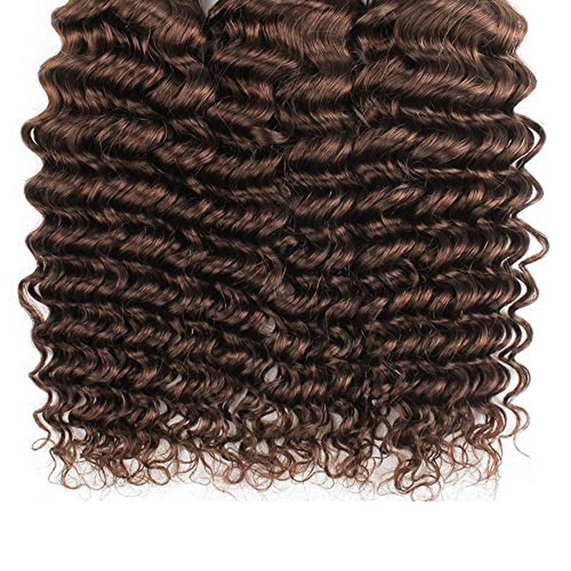 28 30 32 inch #4 Human Hair Bundles Brown Deep Wave Bundles #4 Wet and Wavy Bundle Chocolate Brown Bundle 300g