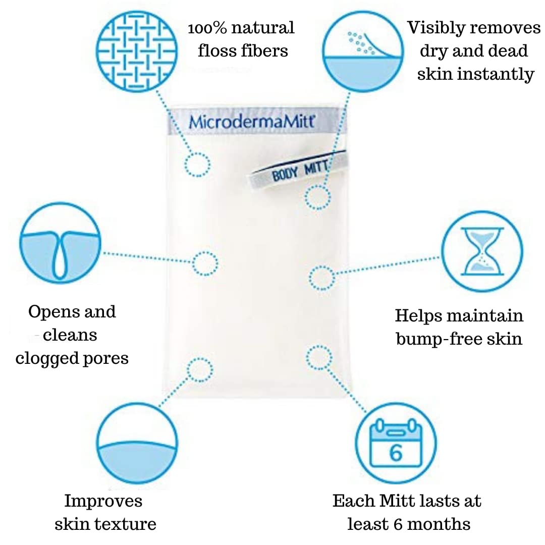 MicrodermaMitt Deep Exfoliating Back Scrubber - Bath & Shower Premium Back Scrub & Dead Skin Remover - Heavy Duty Double-Sided Turkish Kessa Exfoliator - Body Cleaner for Shower