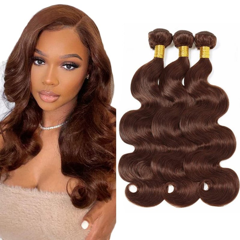 FuivJuix #4 Brown Bundles Body Wave Bundles Human Hair 16 18 20 Inch Brazilian Virgin Hair Chocolate Body Wave Bundles Human Hair Extensions 3 Bundle 50 Gram Per Bundle