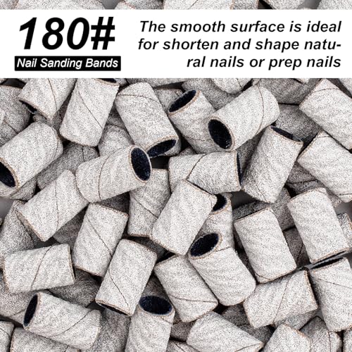 Sanding Bands for Nail Drill, 180 Grit Sanding Bands Nail Drill Bits 100 Pcs Fine Grit Nail Sanding Bands with Storage Box for Most Size 3/32" Nail Drill Machine (Zebra)