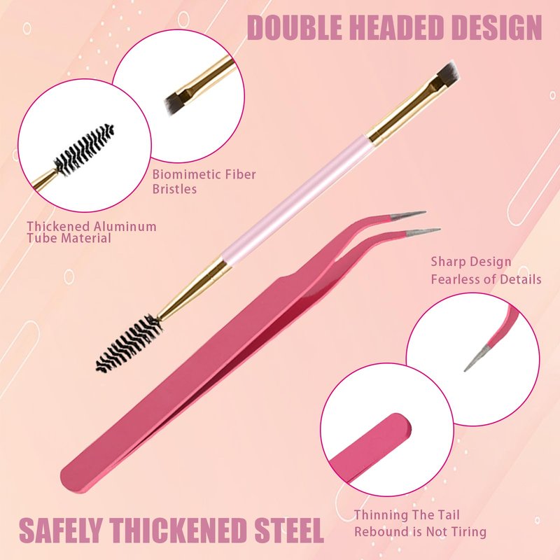 Qiveaory 580PCS DIY Lash Clusters Kit with Lash Spikes Eyelash Clusters D Cluster Eyelash Extensions Lash Bond and Seal Glue Remover Tweezers Eyelash Shampoo Cleansing Brush Headband Wristband
