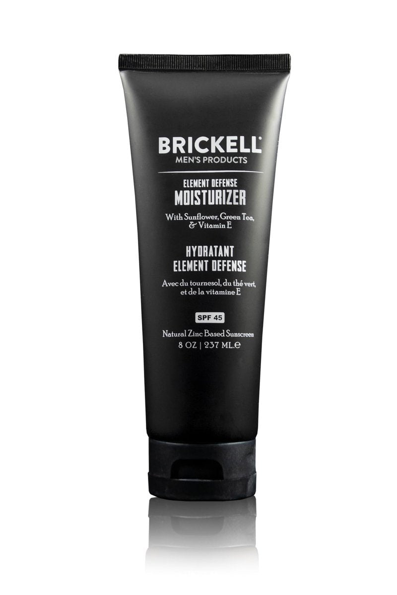Brickell Men's Element Defense SPF45 Moisturizer for Men, Mineral Sunscreen, Hydrates and Protects Skin Against UVA/UVB Rays, With Zinc, Vitamin E, and Green Tea, 8 Ounce, Unscented
