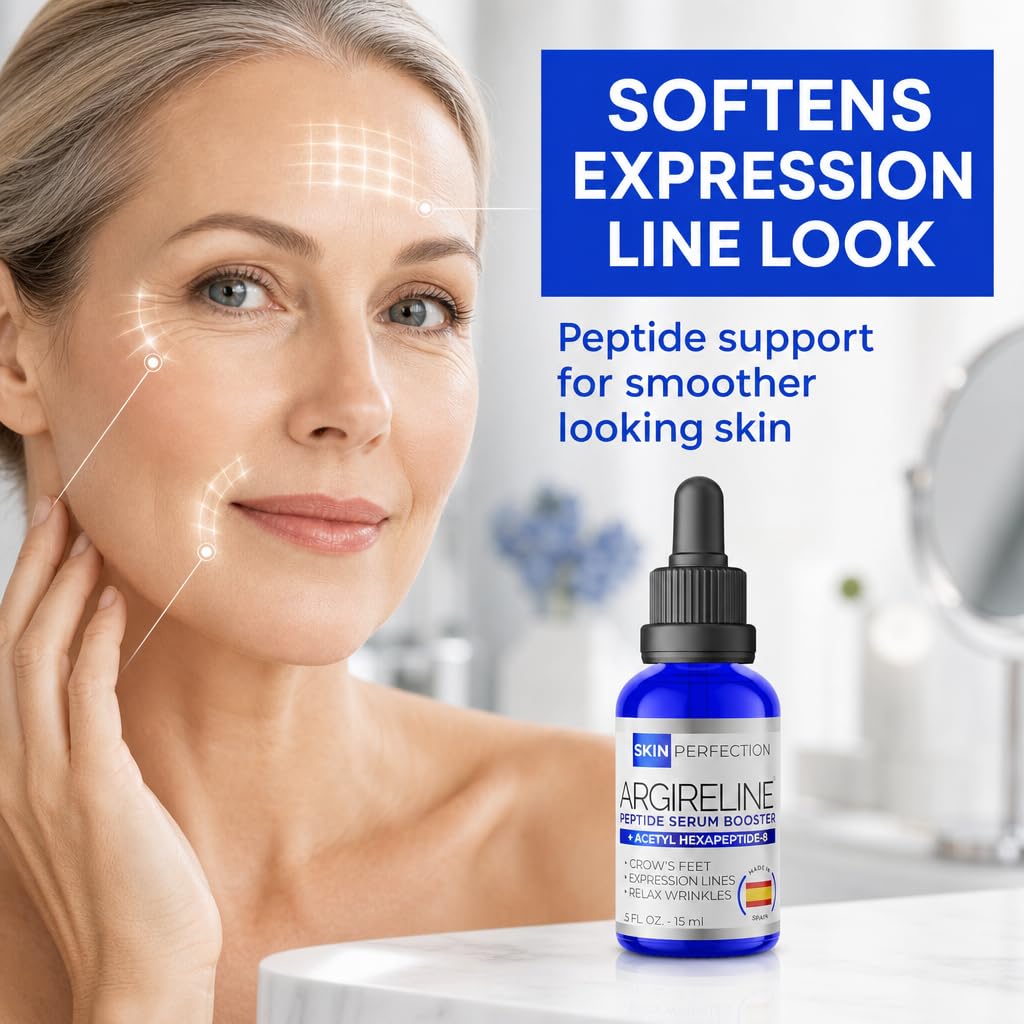 Skin Perfection Argireline Serum - Peptides Serum for Face with Acetyl Hexapeptide-8 for Fine Lines & Wrinkles - Diy Anti Aging Argireline Booster Solution Mix with Any Skincare Products 0.5oz