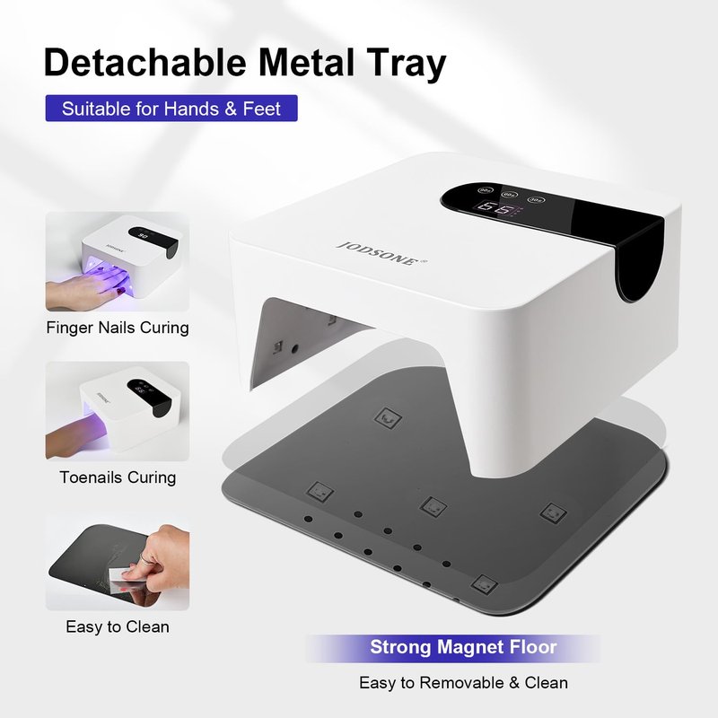JODSONE U V Nail Lamp Rechargeable Portable with 3 Timers and LCD Display Screen for Nail Dryer Gel White