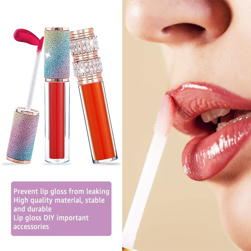 AMORIX 25 Pack Diamond Lip Gloss Tubes - 5ml Rhinestone Containers | Includes Syringes & Labels for DIY Kits