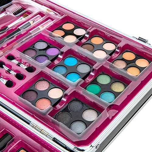 Vokai Makeup Kit Set - 32 Eye Shadows 6 Lip Glosses 2 Lip Gloss Wands 2 Lipsticks 1 Face Powder Duo 1 Blush Powder Duo 1 Mascara - Case with Carrying Handle