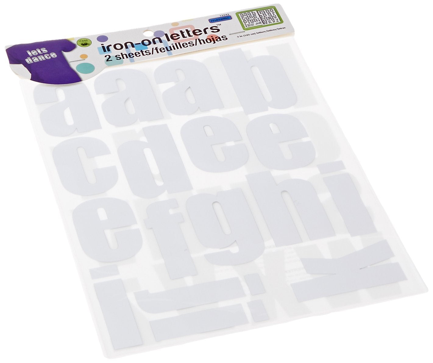 Dritz 15543 Iron-on Letters, Soft Flex, Impact, 3-Inch, Metallic Silver (2-Sheets)