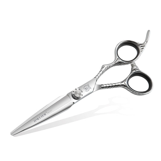 Fenice Peak Straight Hair Cutting Scissors 6.0'' Barber Haircut Shears with Sharp Razor Edge 440C Hair Scissors with Engraving Handle for Salon and Home User