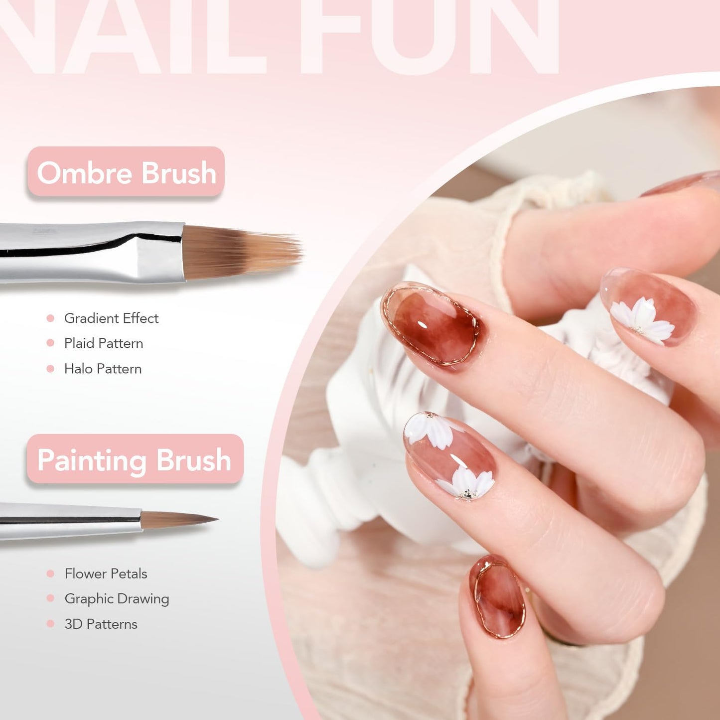 GAOY 8 Pcs Nail Brushes for Nail Art, Nail Design Tools for Nail Detail Painting, French Liner and Dotting Pens for Nail DIY
